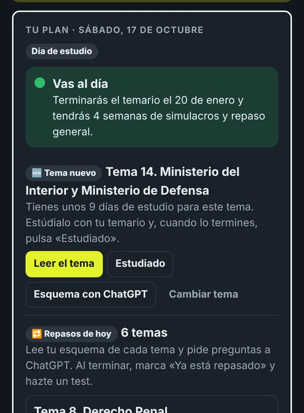 Captura del plan de estudio