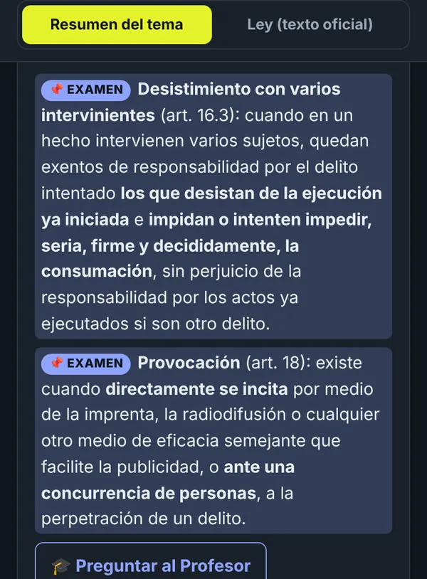 Captura de un tema resumido con las marcas Clave